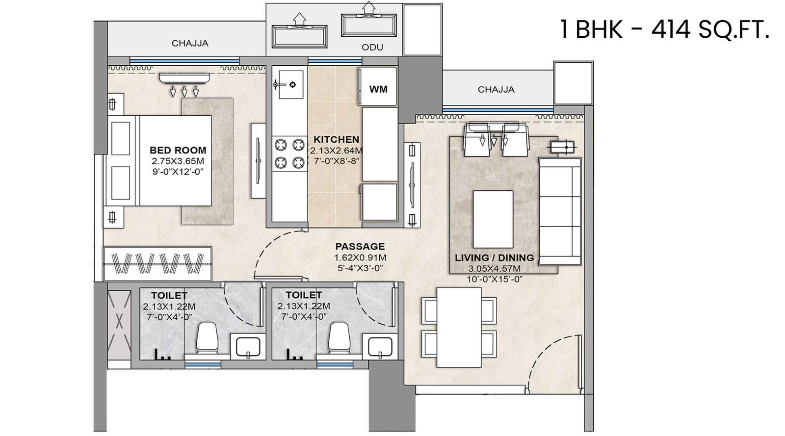 Sector-Zero-Navi-Mumbai-Floor-Plan-1-BHK-414-Sqft