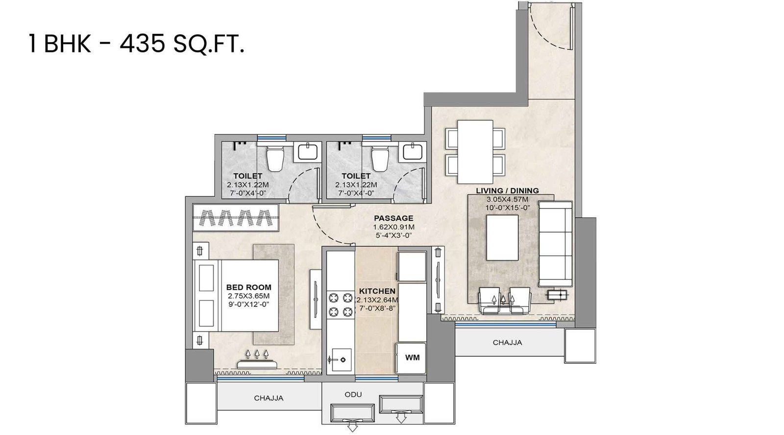 Sector-Zero-Navi-Mumbai-Floor-Plan-1-BHK-435-Sqft